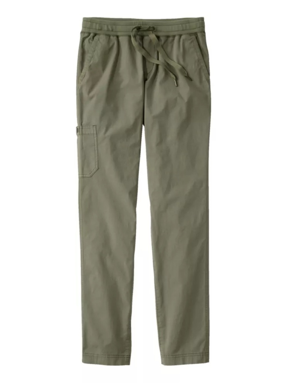 L.L. Bean Women's Olive Drawstring Track Pants with Thigh Utility Pocket